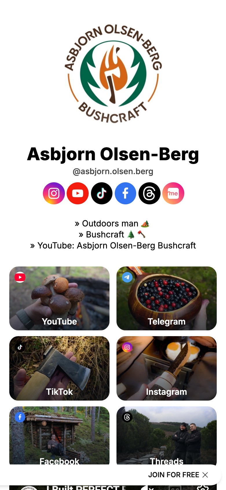The asbjorn olsen berg page on Linkme